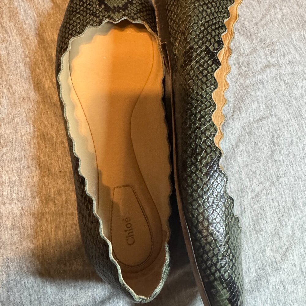 Chloe Green/Glack Python Embossed Leather Lauren … - image 5